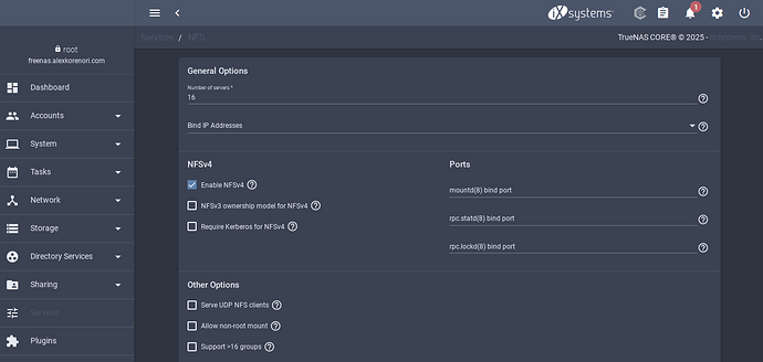 toggled on Enable NFSv4 switch