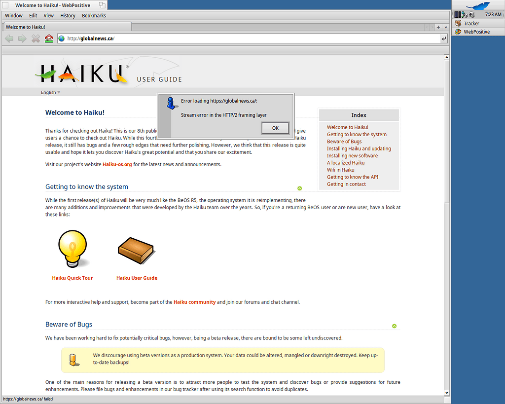 Anyone seen this network error Haiku Community
