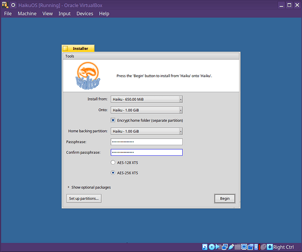 Haiku Encrypted Home Installer