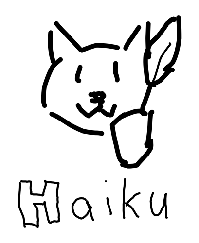 Cat hold leaf with captain "Haiku"
