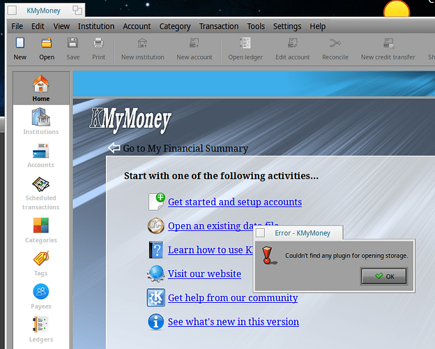 kMyMoney - Cannot Open kmy File
