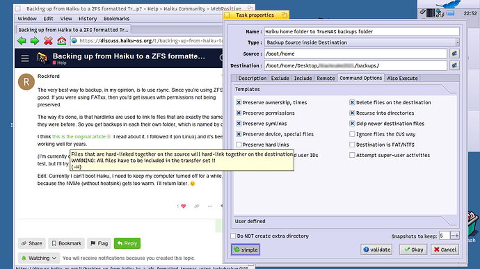 luckybackup advanced options