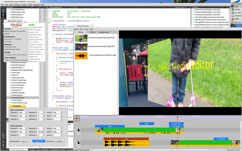 Video editor 'Medo', WIP screenshots - Software - Haiku Community