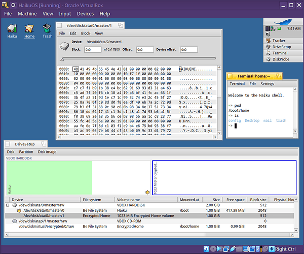 Haiku Encrypted Home Booted