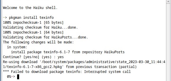 pkgman install texinfo